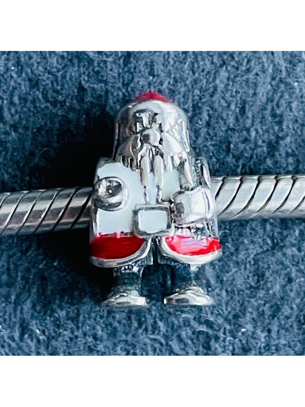 Santa Claus Christmas Red Enamel Crystal Bead Sterling Charm 4 PANDORA B…